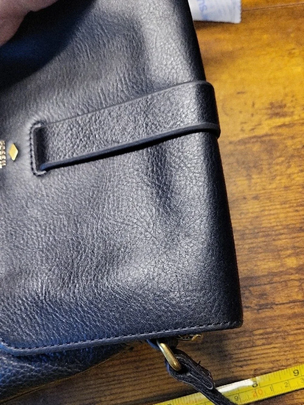Fossil Black Leather Messenger Crossbody Bag